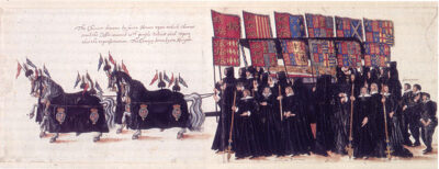 Heraldic Funeral with Black Mourning Robes c. 1603 Funeral of Queen Elizabeth I