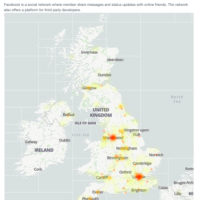 英國用戶無法使用FB受影響覆蓋範圍。