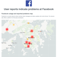 香港用戶無法使用FB受影響覆蓋範圍。